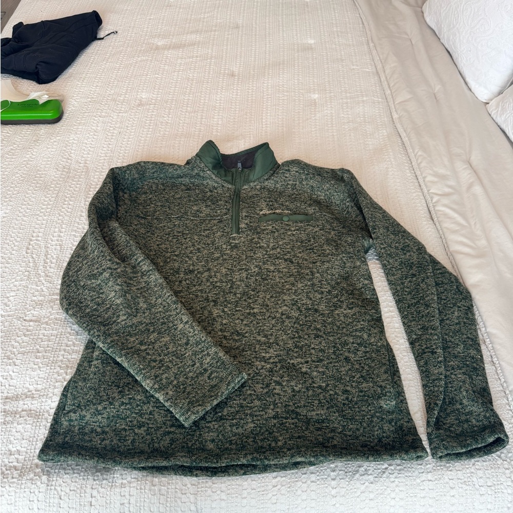 Eddie Bauer Men's F Green Quarter Zip Sweater